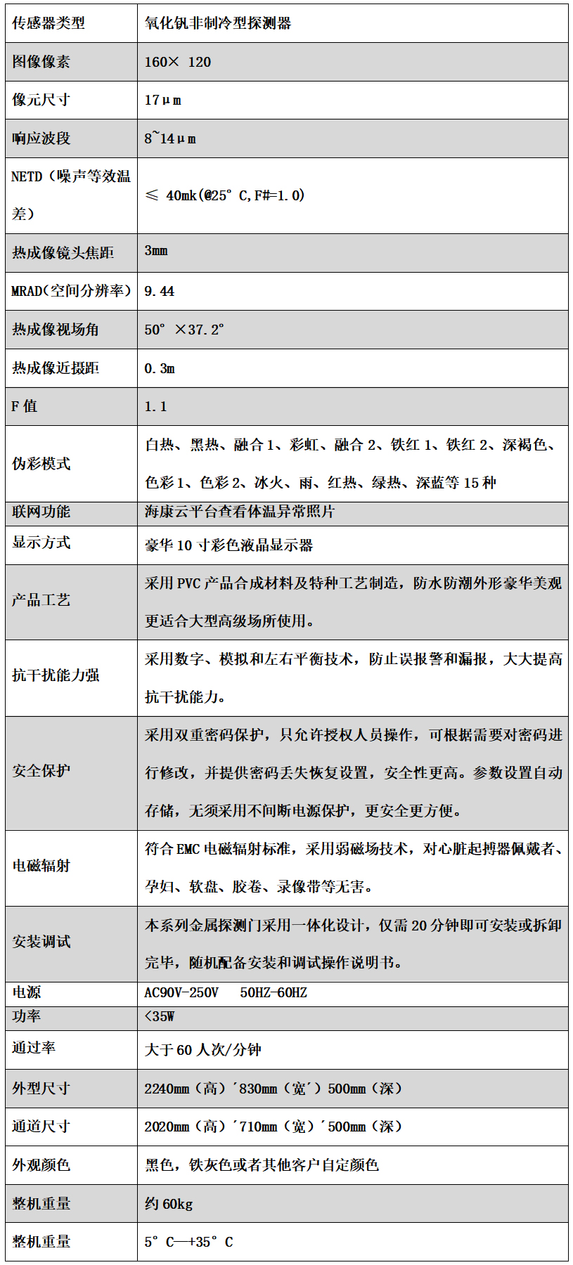 单光热成像测温门807AT 单光热成像测温门807AT